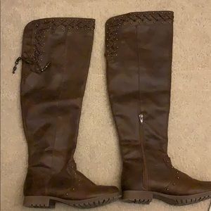 Over the knee brown boots